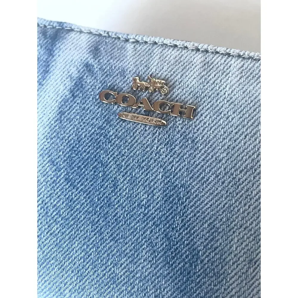 Coach Snap Wallet CEC35 Loved Denim Light Indigo Cherry Charm